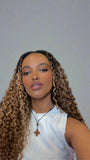 Exotic Curly V Part Clip and Go Wig Black Roots with Blonde &Black Highlights - Hairstyles by Eden